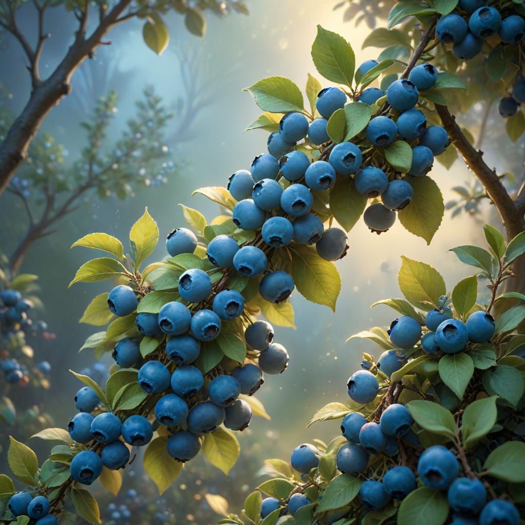 Enchanted Blueberry Tree in Whimsical Morning Light