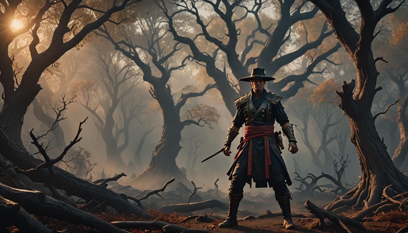 Kung Lao in Eerie Forest: Epic 3D Game Art