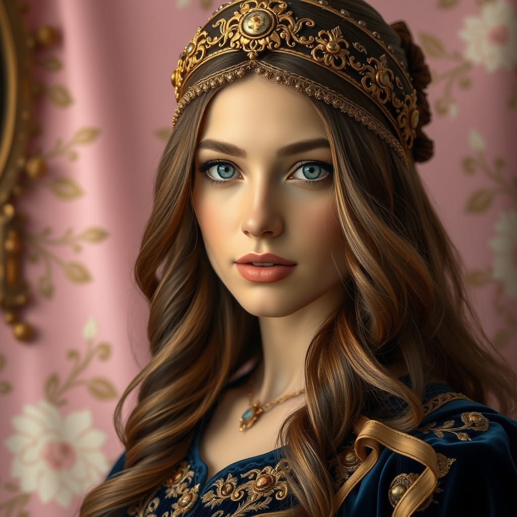 Renaissance-Style Portrait of a Beautiful Woman