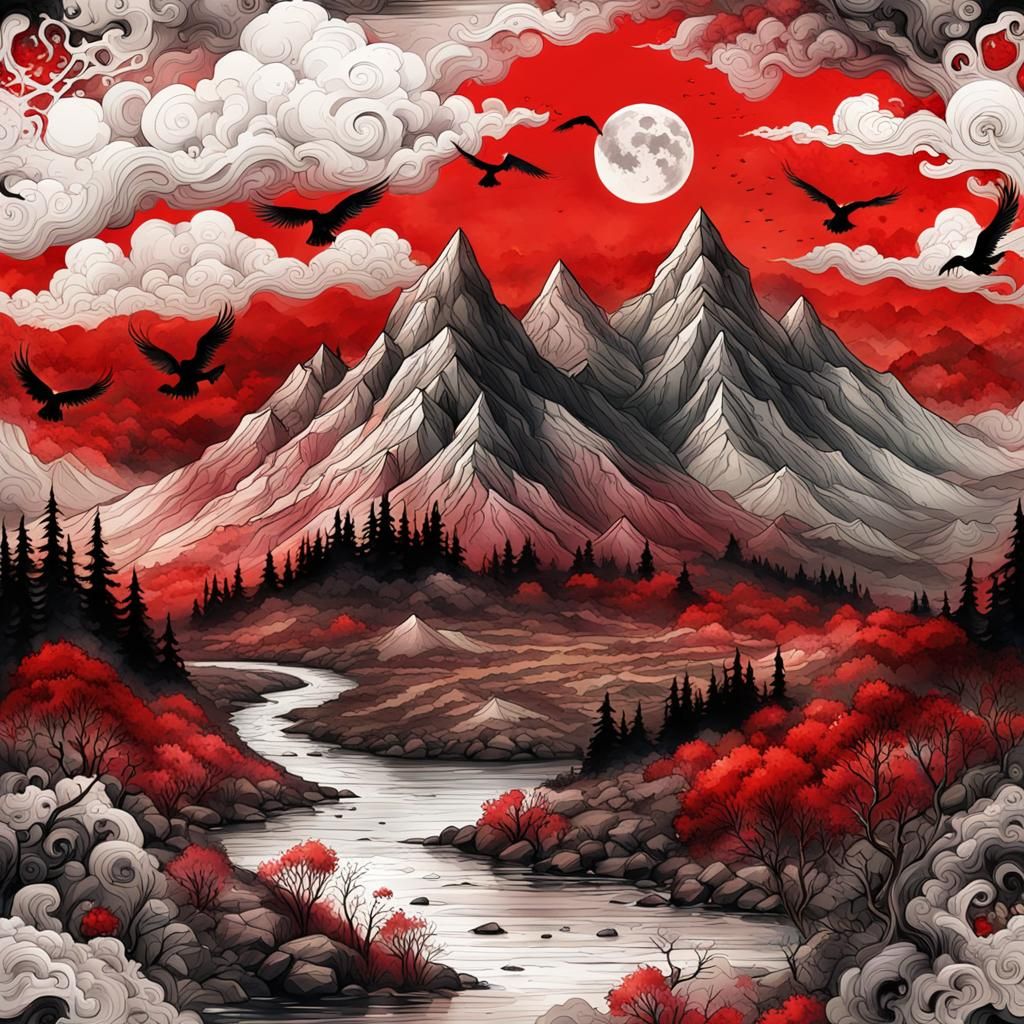 Black and red Landscape