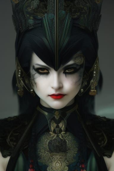 Glass Ruby Eyes in Intricate Dark Armor