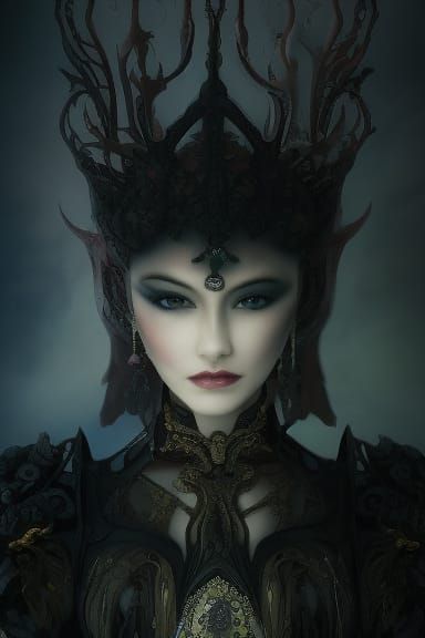 Ruby-Eyed Figure in Ornate Armor