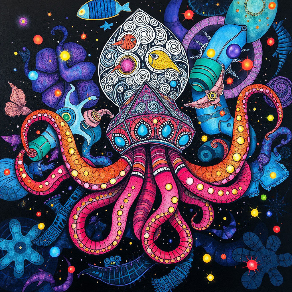 Cyberpunk Vessel Engulfed by Iridescent Colors and a Massive...