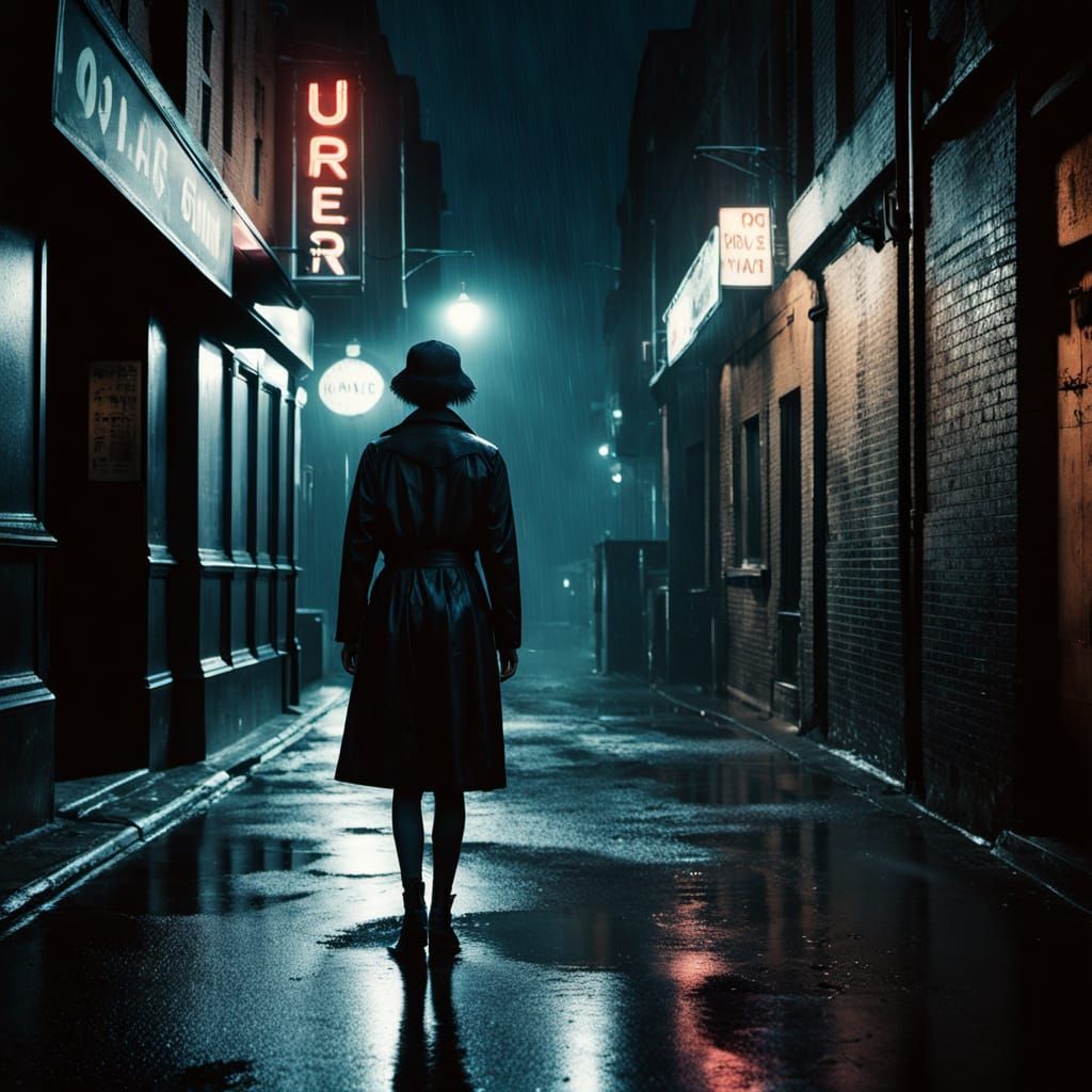 Moody Film Noir Alleyway at Night