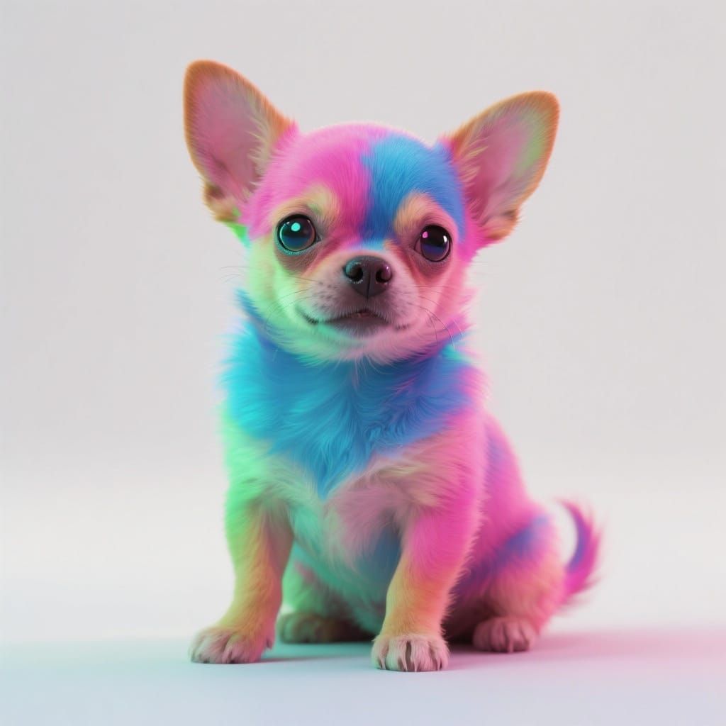 Adorable Chihuahua Puppy in Vibrant Fluorescent Colors