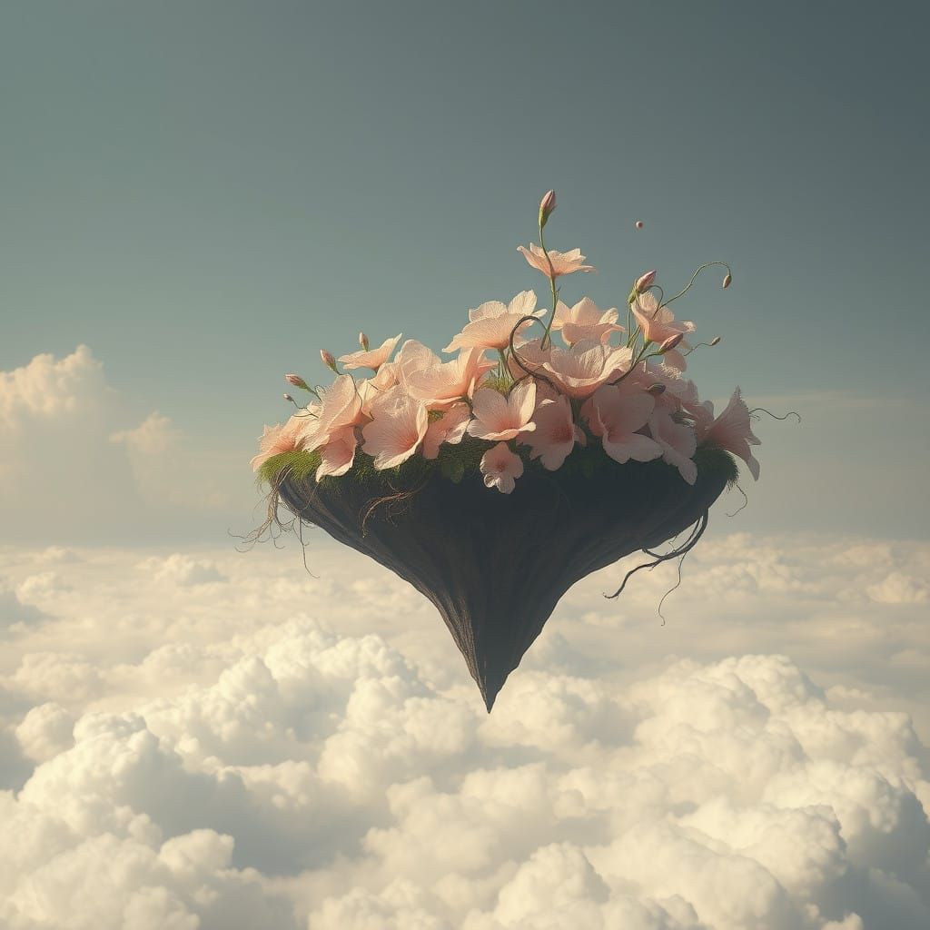 Surrealist Dreamscapes: Isolated Island Blooms in Ethereal C...