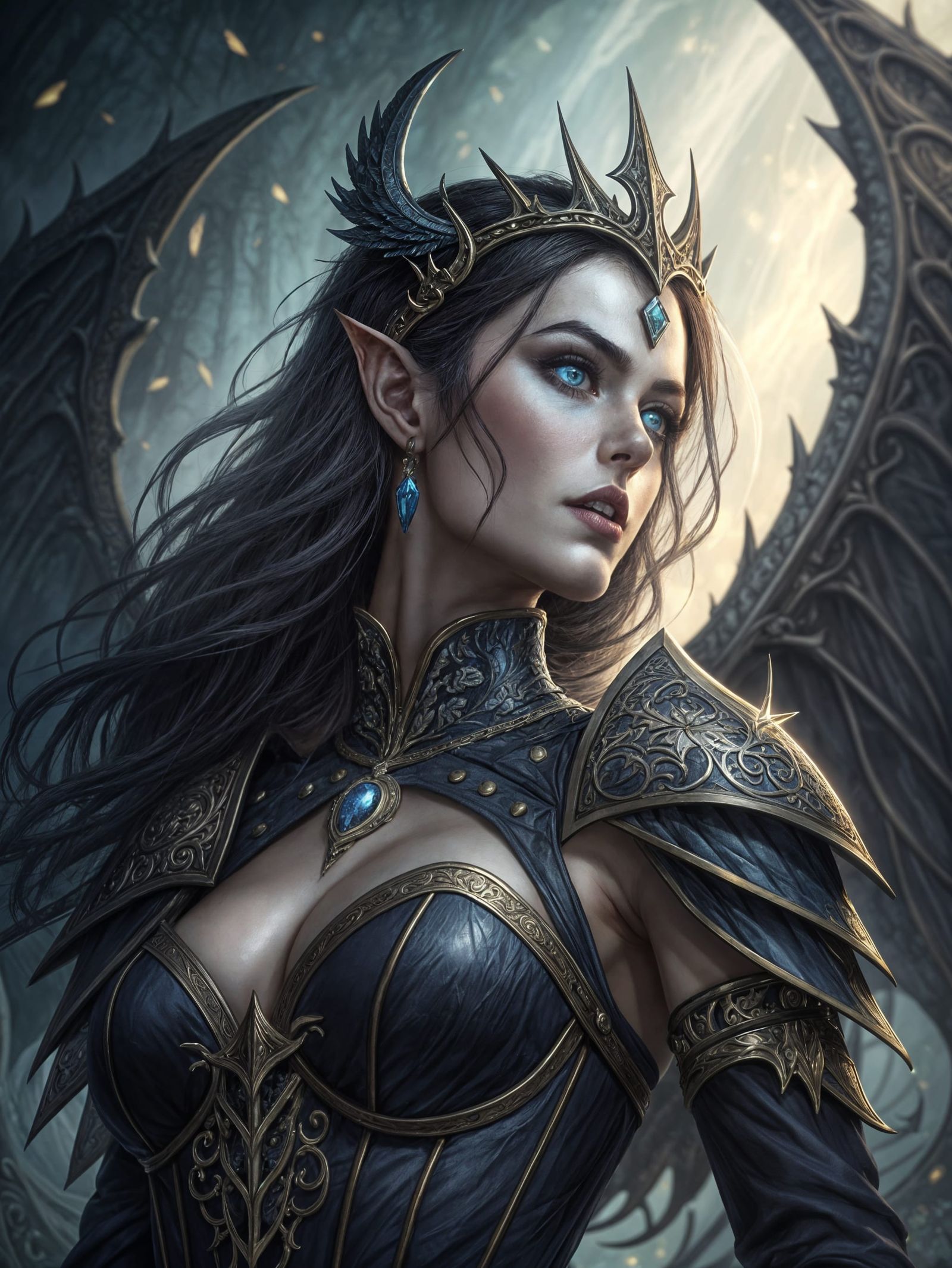 Dark Elf Queen Concept Art in Dark Fantasy Style