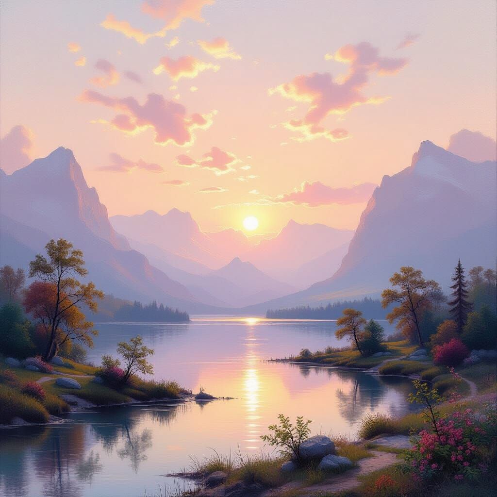 Ethereal Dreamlike Landscape with Vibrant Pastel Colors