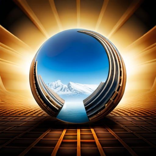 Mirrored Sphere Creating Optical Illusions