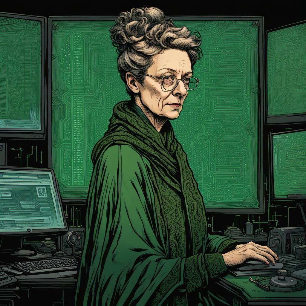 Minerva McGonagall as Hacker in Ornate Portrait