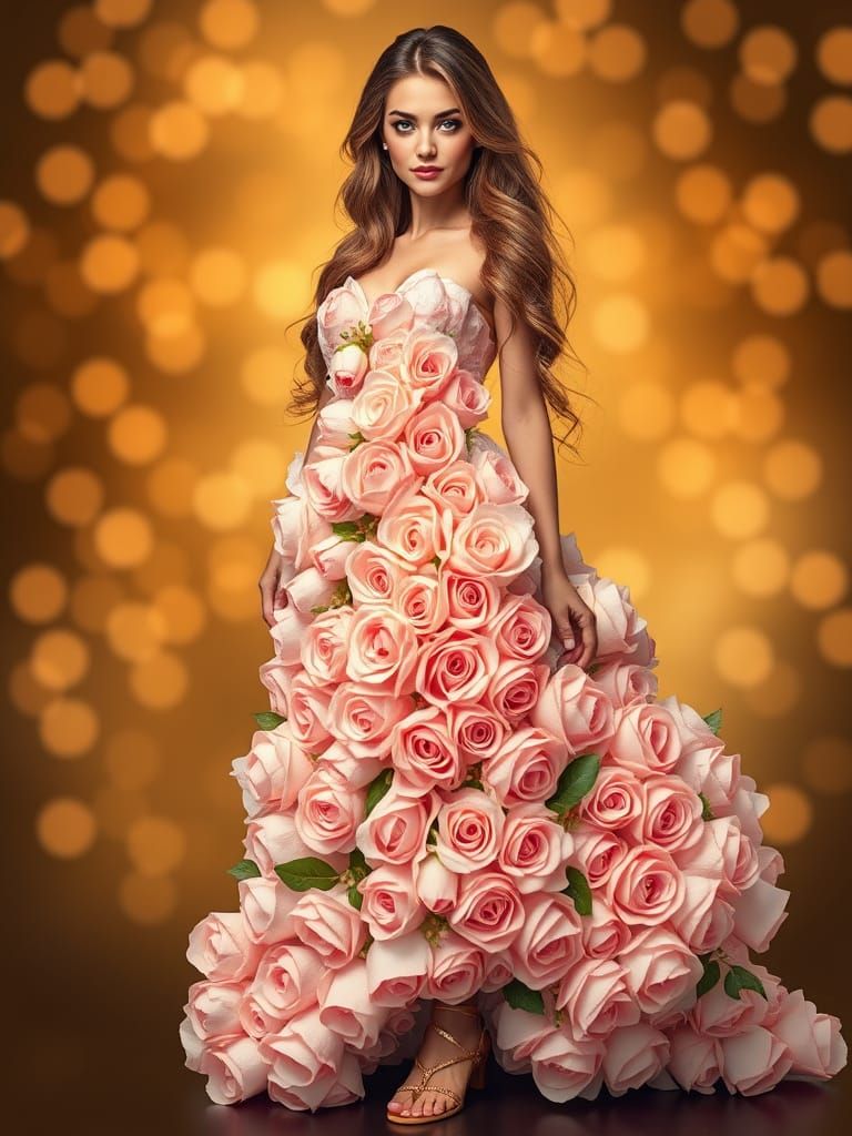 Woman, Pink Rose Dress