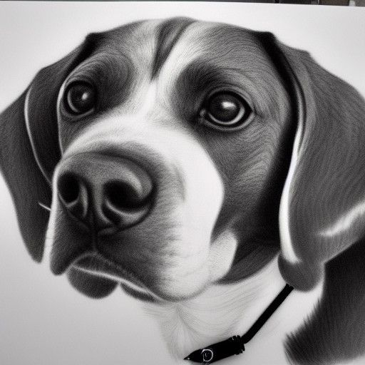 Detailed Charcoal Drawing of a Beagle