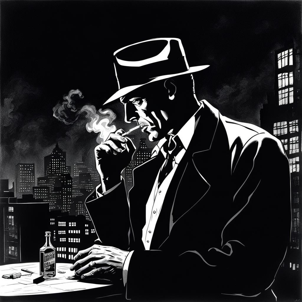 Detective in Film Noir Style by Frank Miller