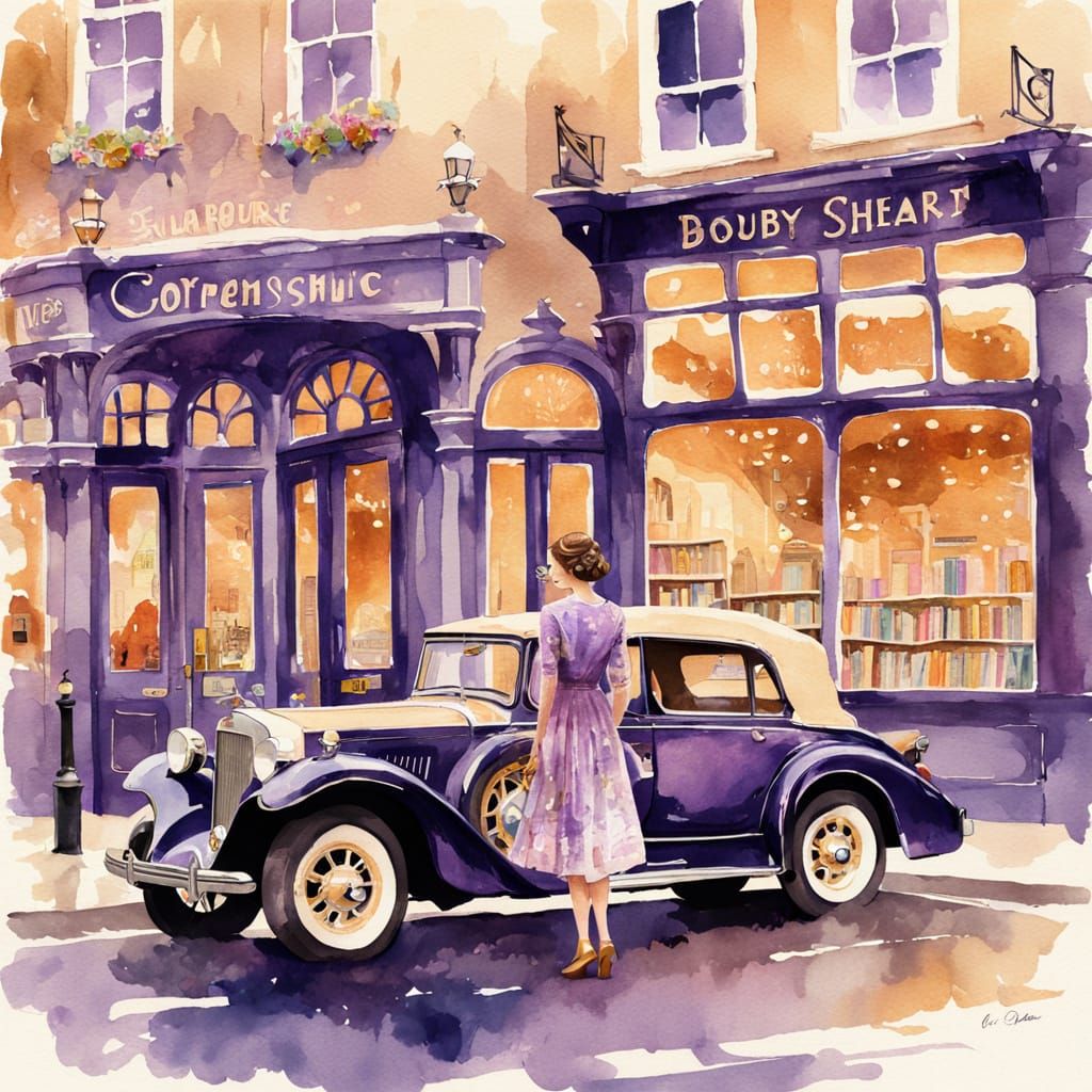 Whimsical London Street Scene in Vintage Style