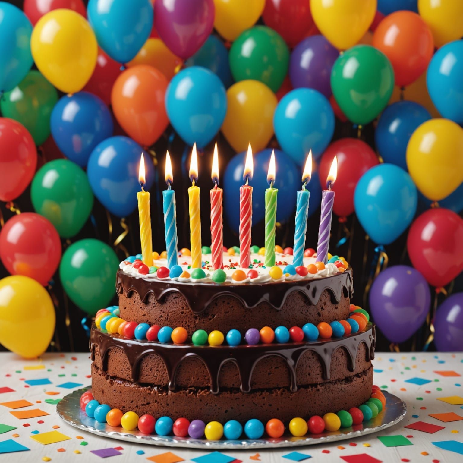 Birthday Cake Celebration in Vibrant Colors