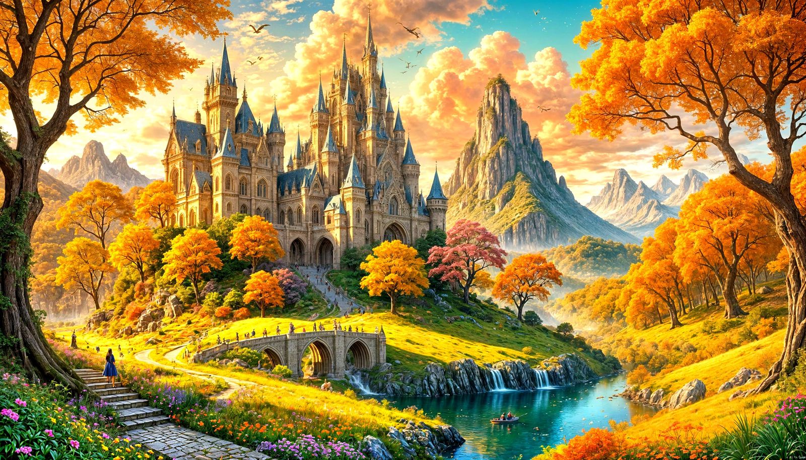 Fantasy Autumn Landscape in Maximalist Style