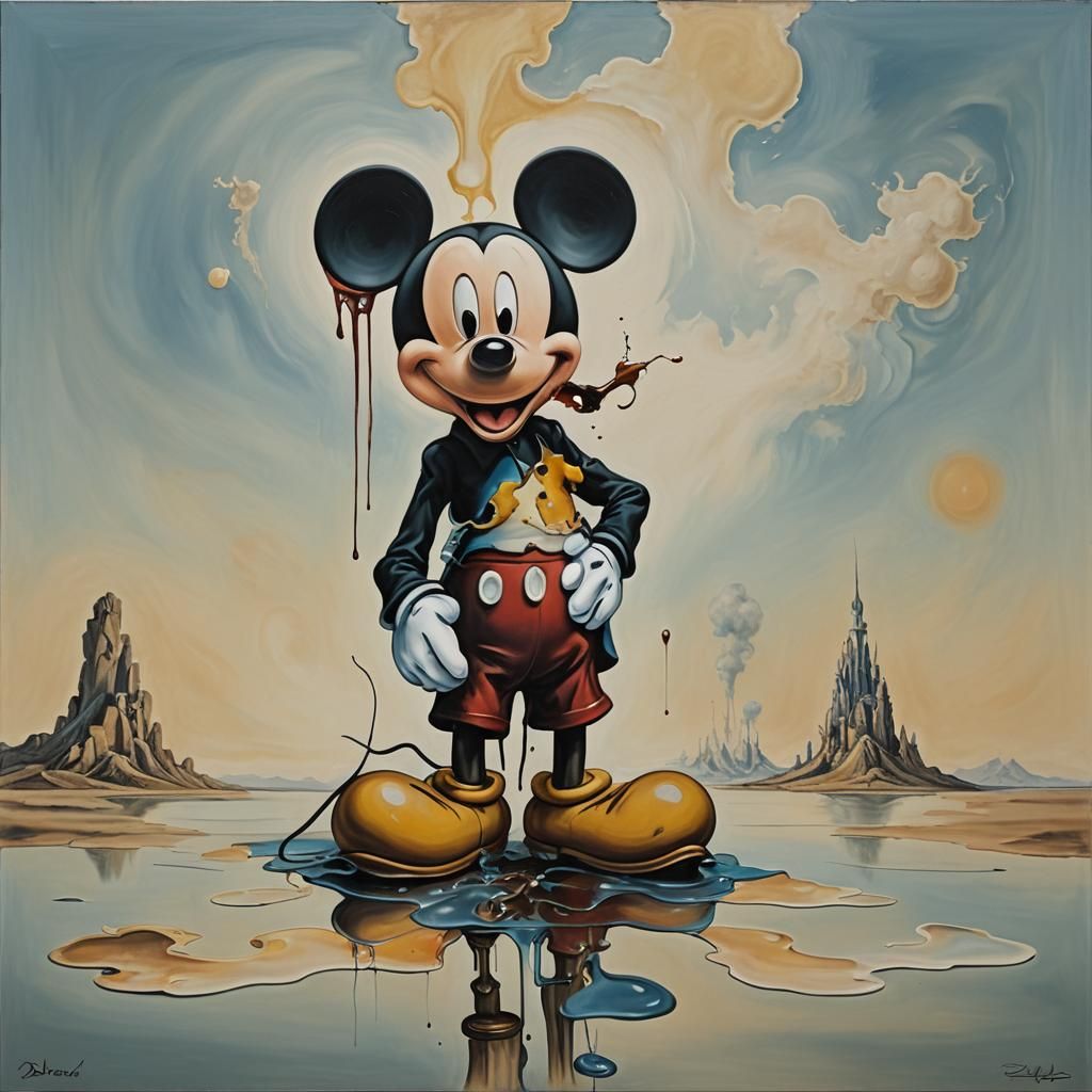 Surreal Mickey Mouse in Salvador Dali Style