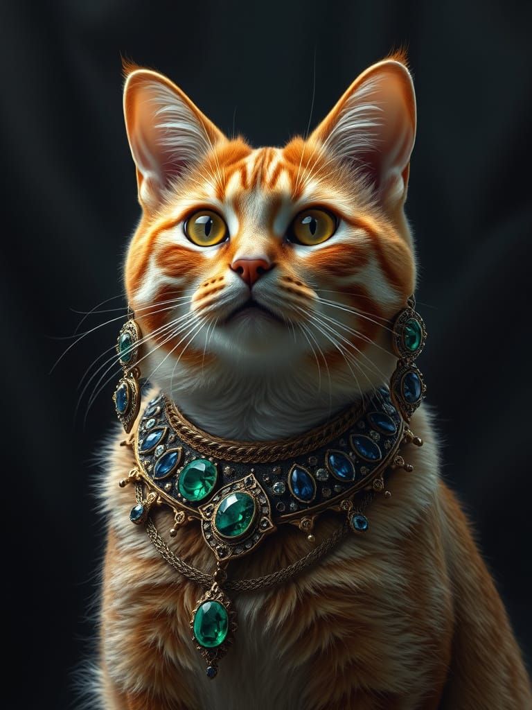 Regal Ginger Cat in Ancient Jewelries