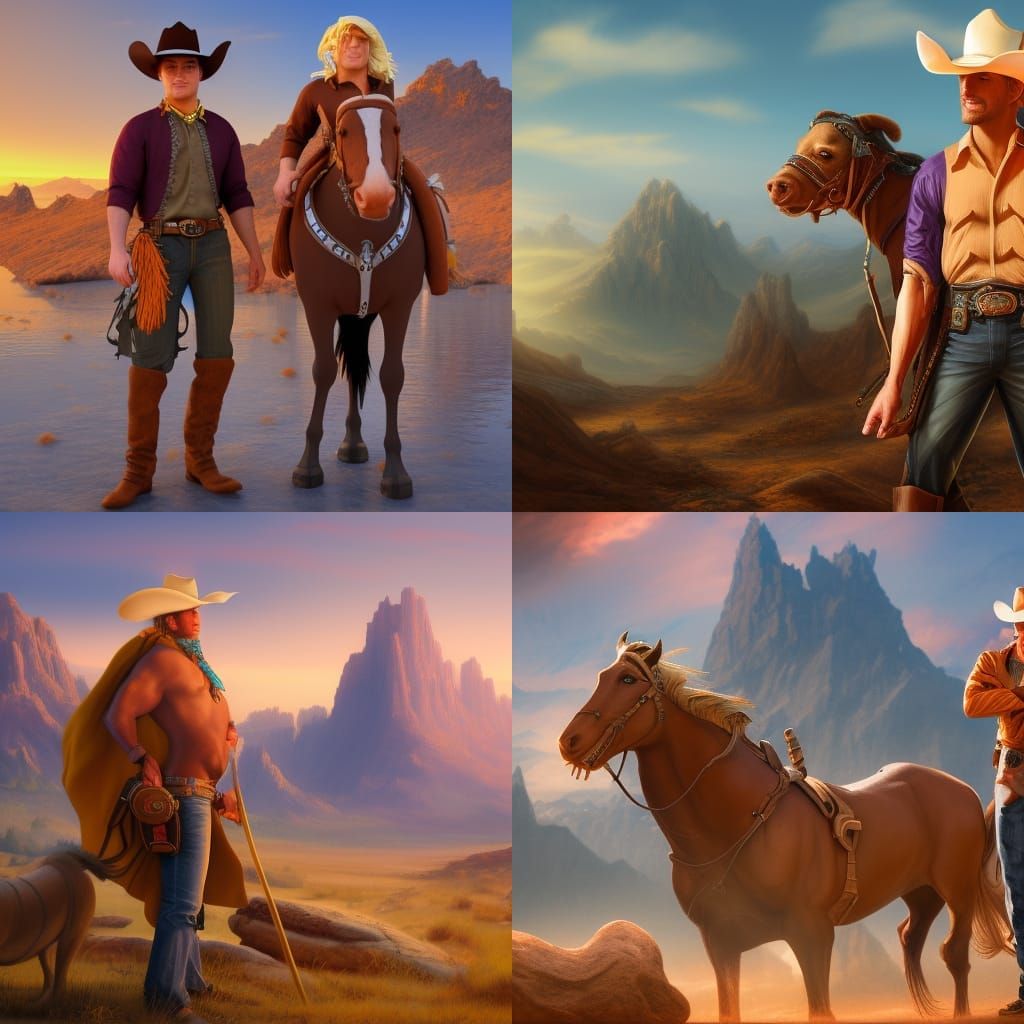 Handsome Cowboy: Detailed Matte Painting in Deep Color