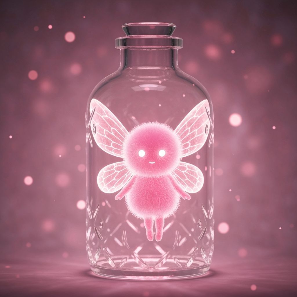 Pink Life Fairy in Crystal Bottle