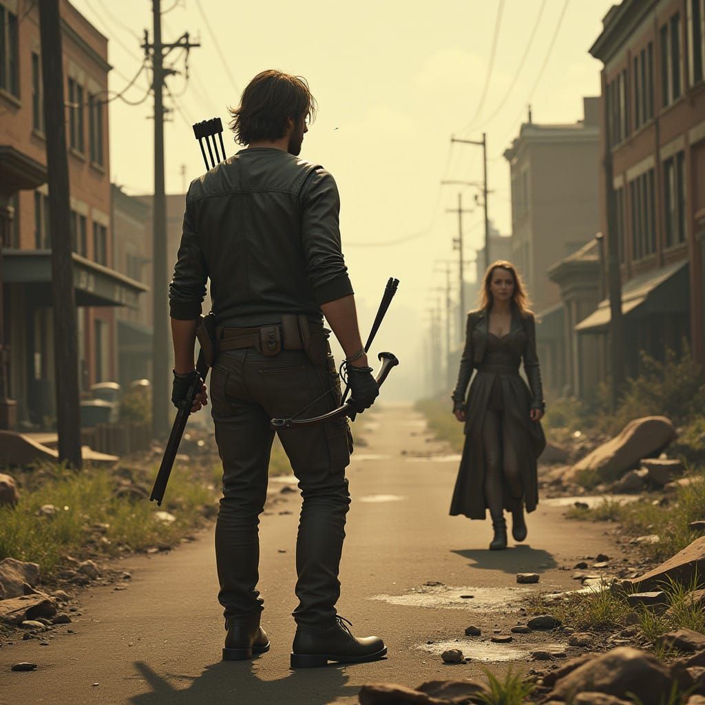 Daryl Dixon Stands Resolute in a Desolate Post-Apocalyptic S...