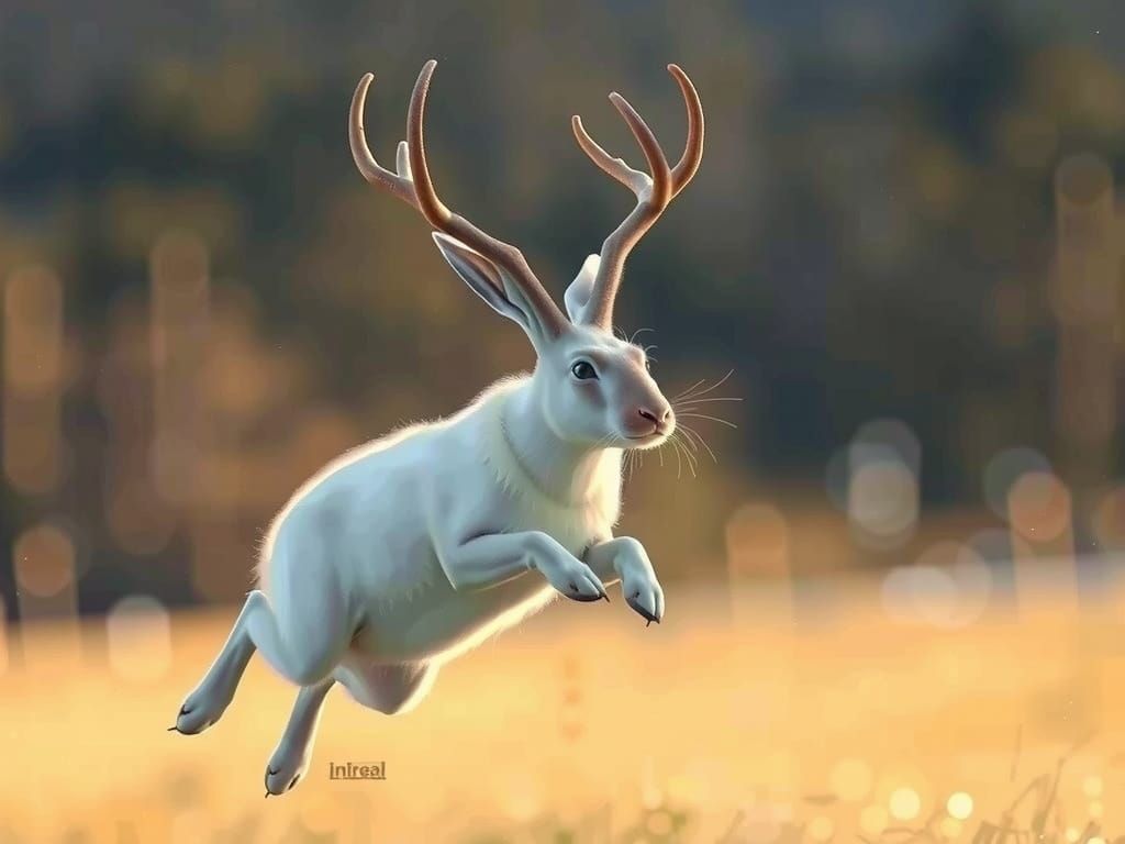 Majestic Jackalope Leaping in Hyperrealistic Unreal Style