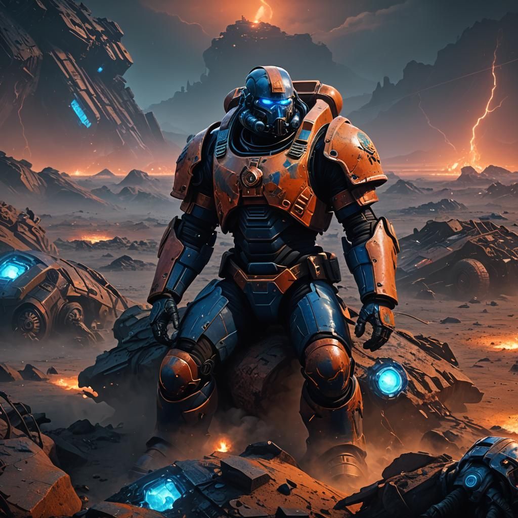 Wounded Space Marine on Alien World