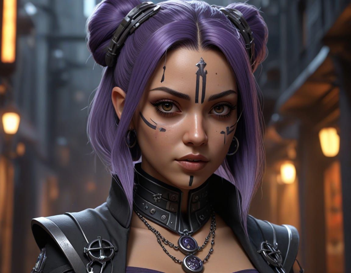 Gothic Ahsoka in Dark Alleyway Portrait