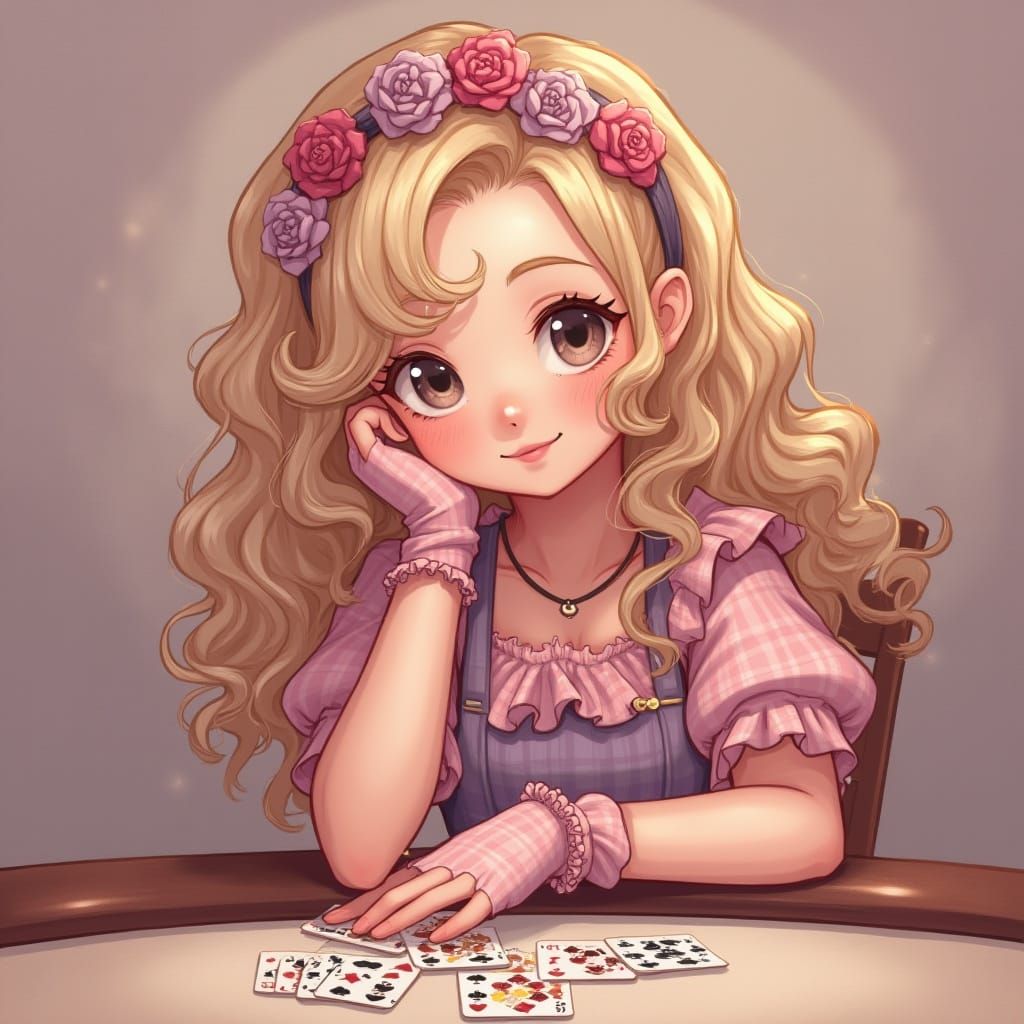 Girl at Blackjack Table in Loish Style