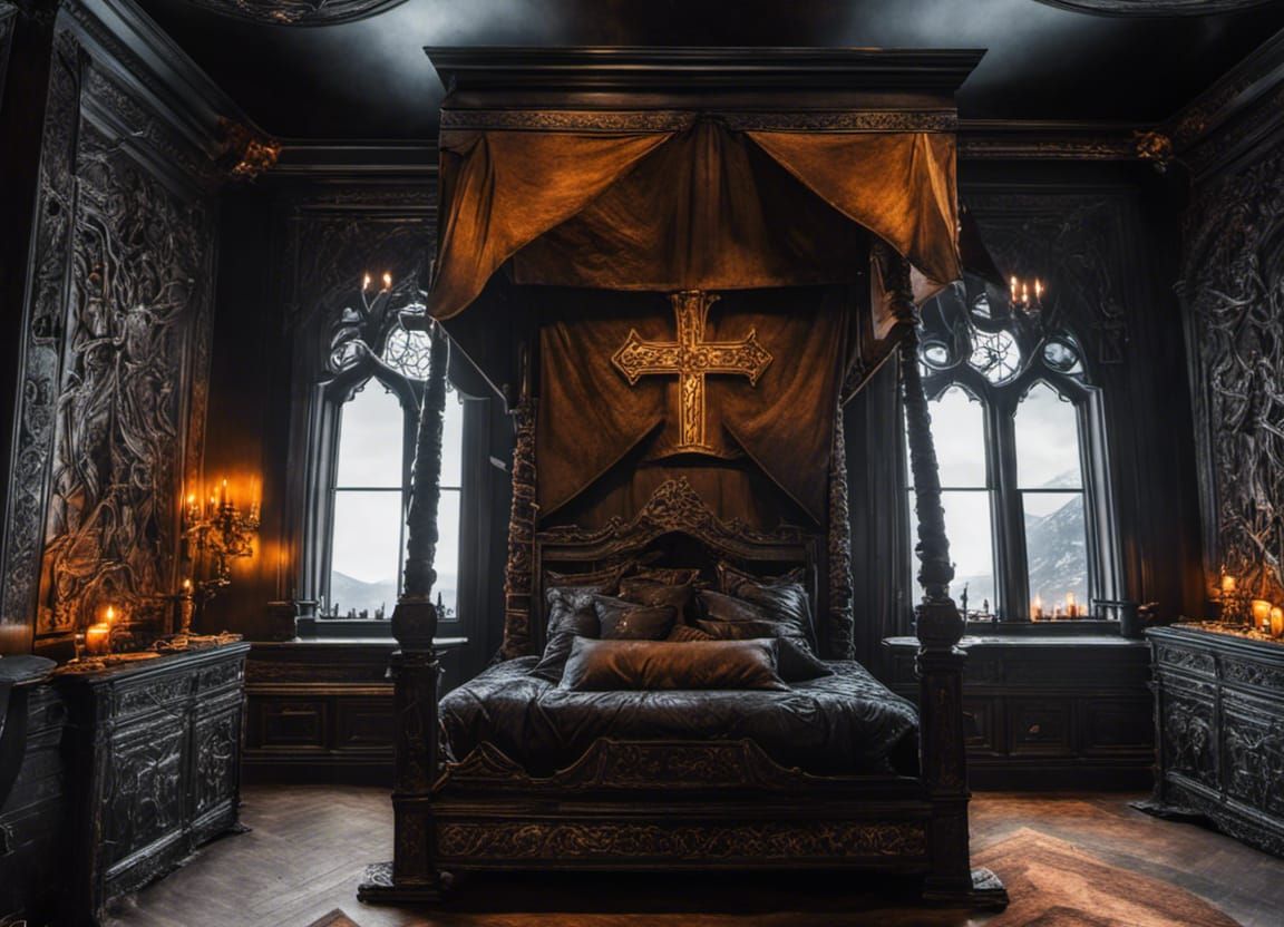 Norwegian Black Metal Bedroom in Cinematic Style