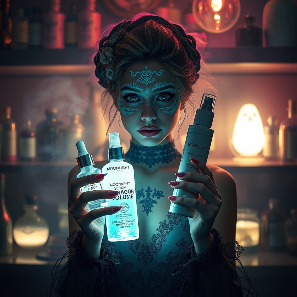 A Mystical Apothecary Scene in Vibrant, Ethereal Style