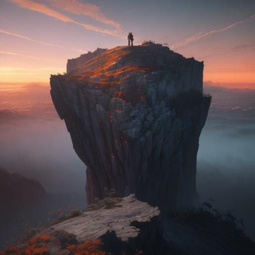 Assassin Overlooking Landscape: Triadic Color Oil Painting