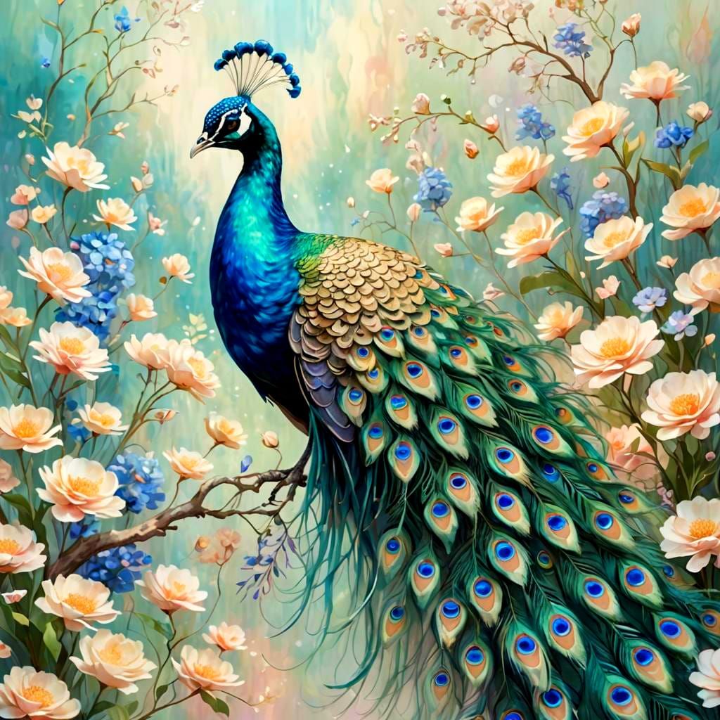 Peacock Tail Feathers Transform into Pastel Flowers