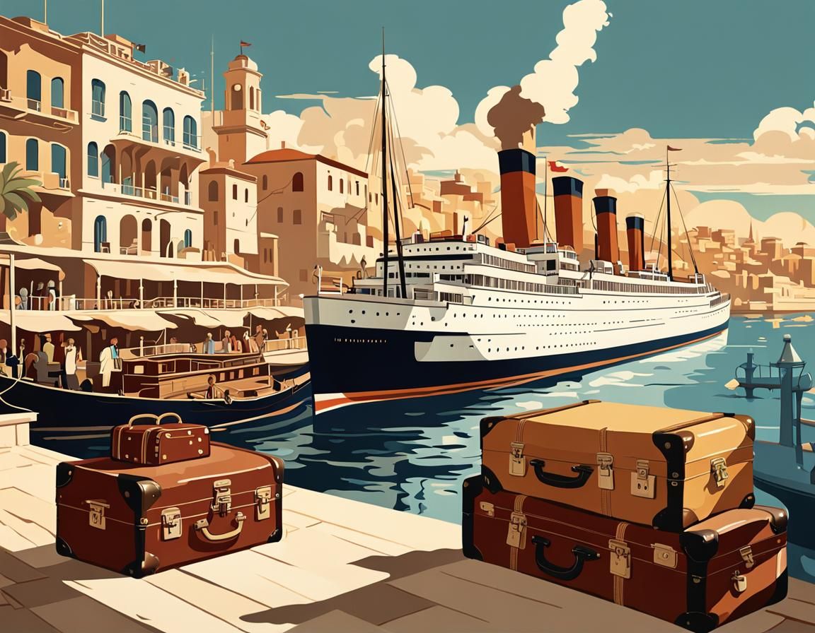 1920s Mediterranean Port in Art Deco Style