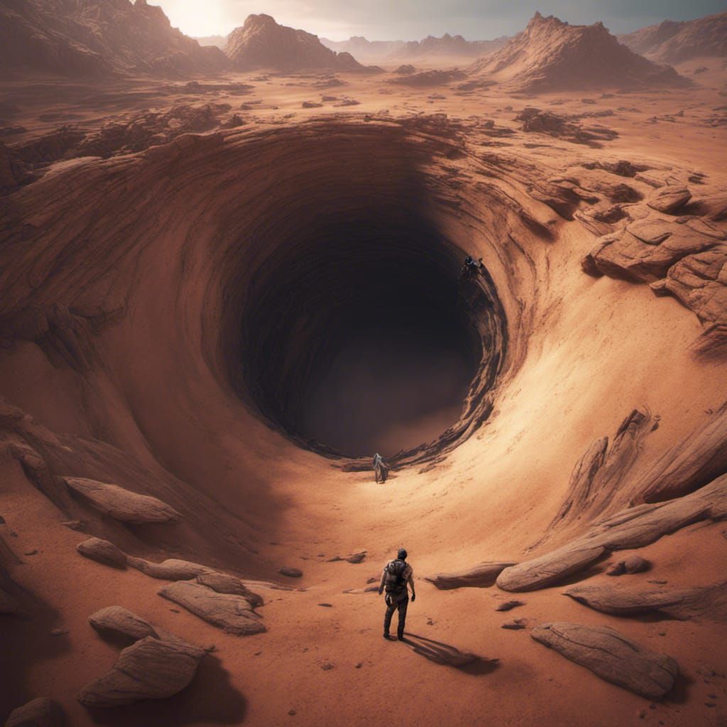 Desert Sinkhole: A Detailed Matte Painting