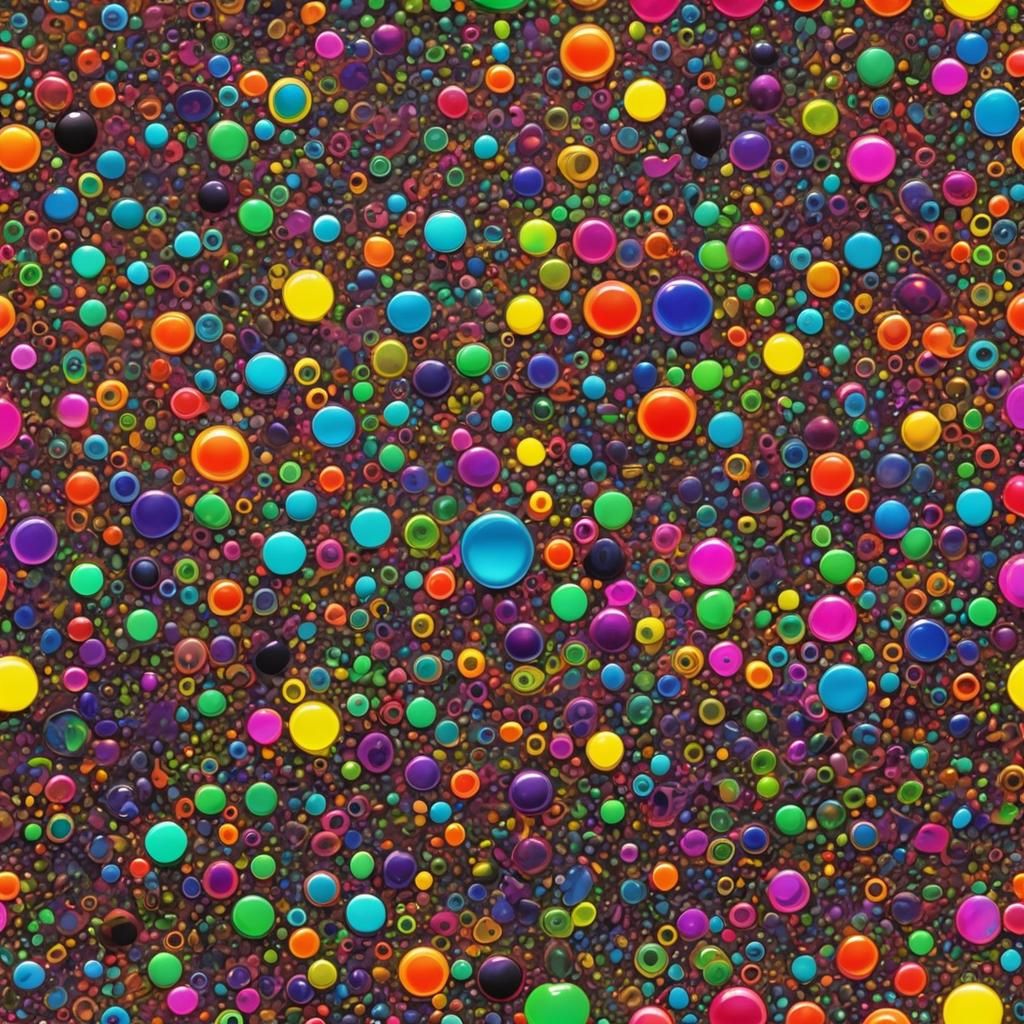 Psychedelic Rainbow Slime Blobs in Cyberpunk Neon Collage