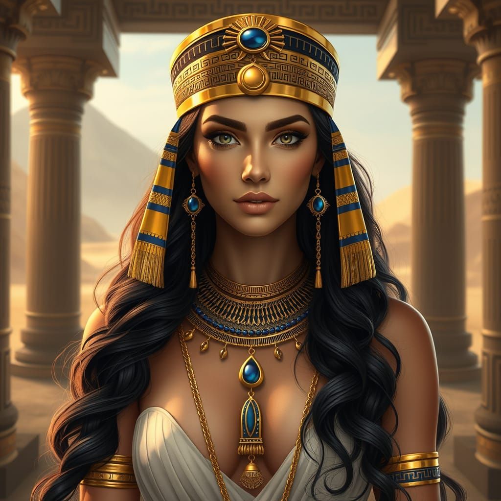 Egyptian Goddess in Opulent Splendor