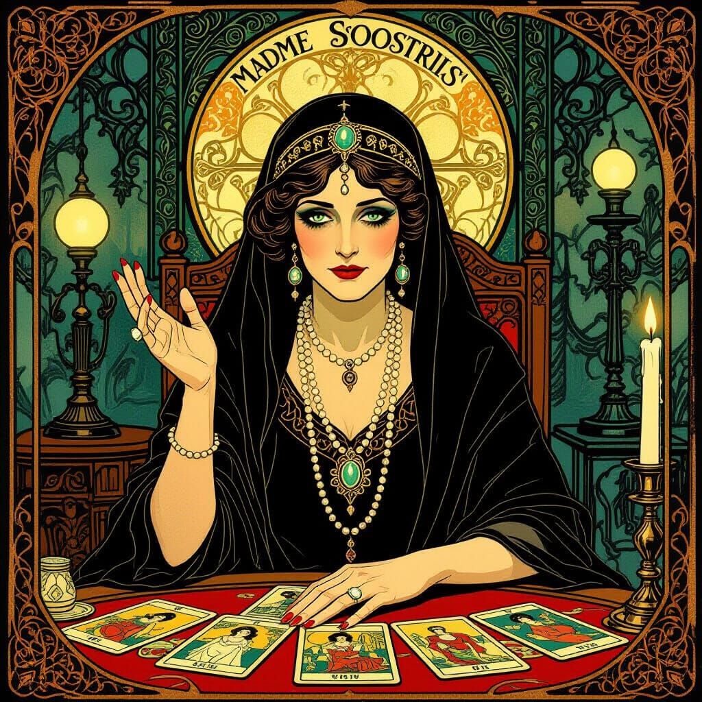 Madame Sosostris Clairvoyante in Symbolic Art Nouveau Style