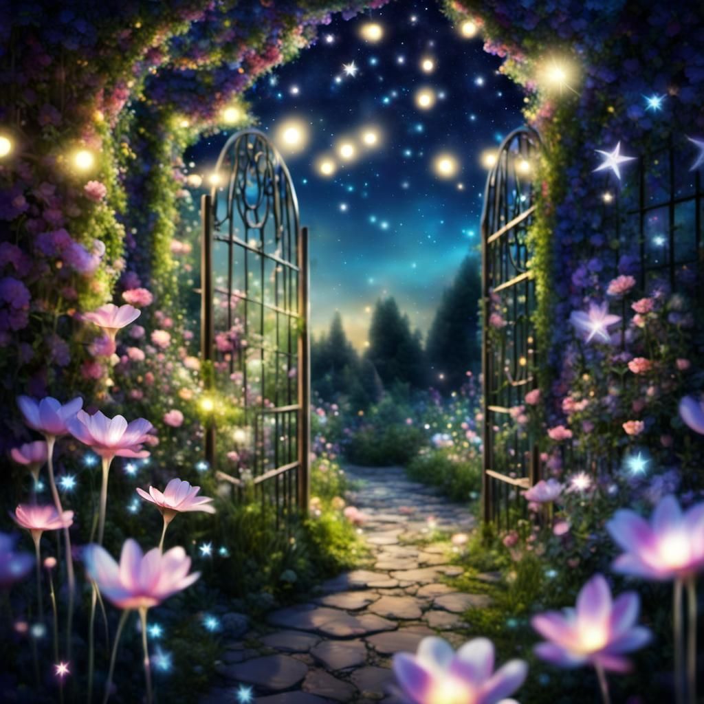 Romantic Secret Garden Haven at Night