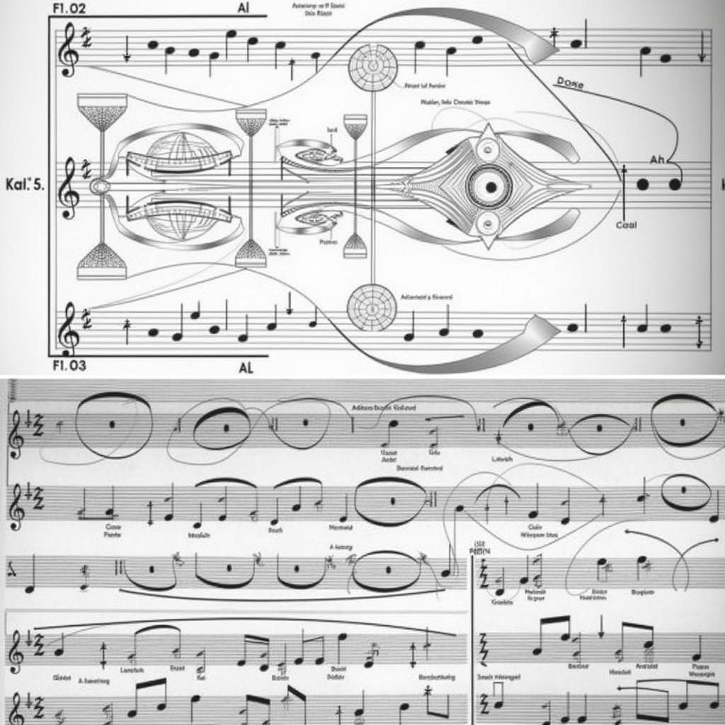 Abstract Sheet Music Inspired by Syd Mead