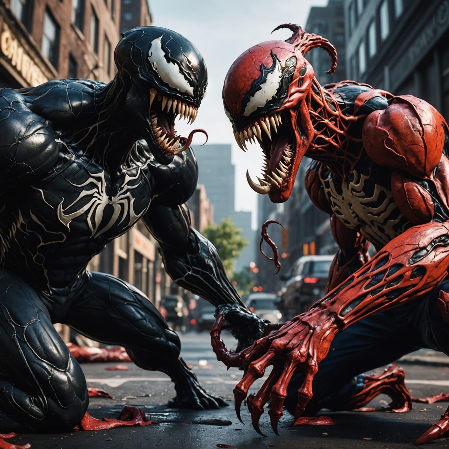 Venom and Carnage in 3D Game Cinematic Style