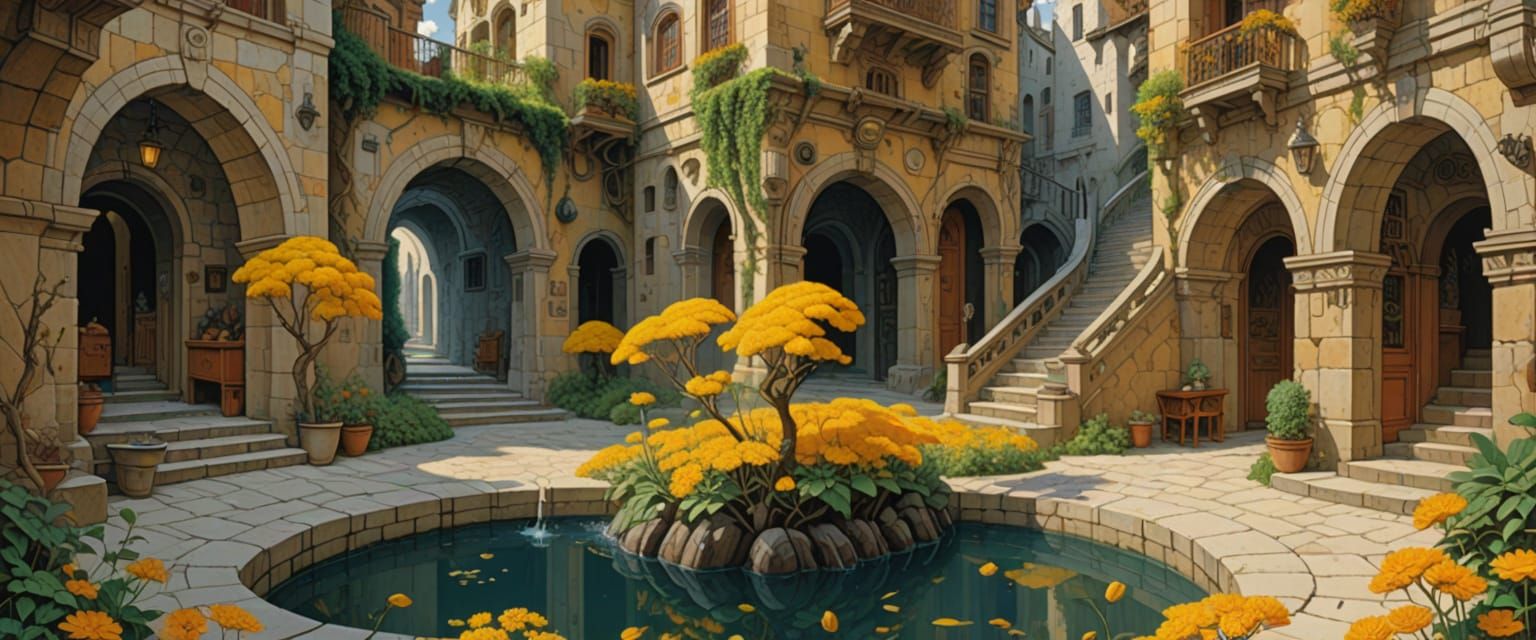 Arcology Alleyway: Escher and Gaudi Meet Comic Book Style