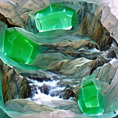 Serene Jade-Colored Gully in Soft Light