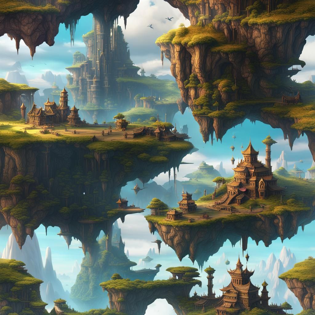 Fantastical Floating Islands Concept Art
