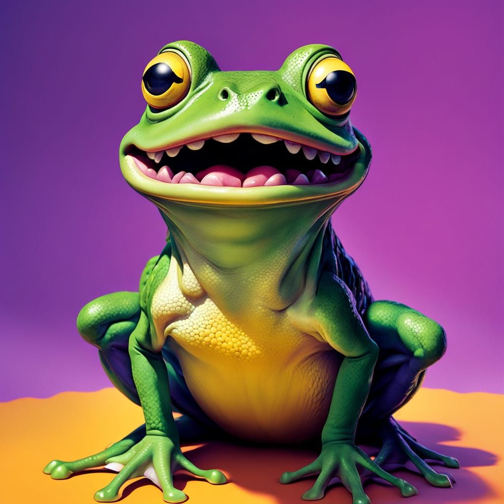 Surprised Villain Frog in 70's Cartoon Style