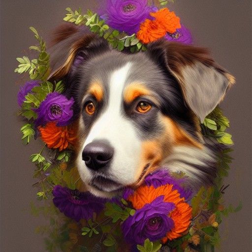 Renaissance Australian Shepherd Dog Portrait