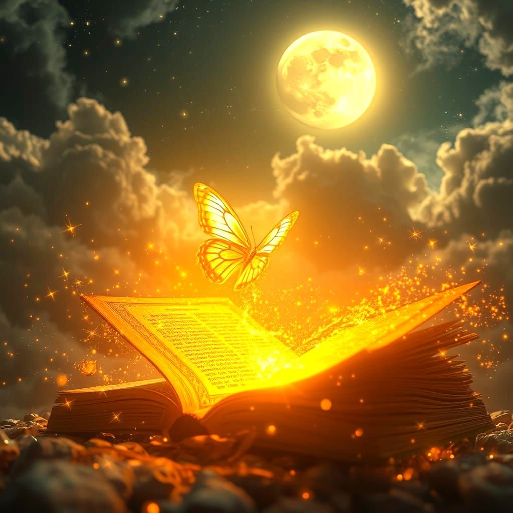 Magic Book with Butterfly in Fantasy Art