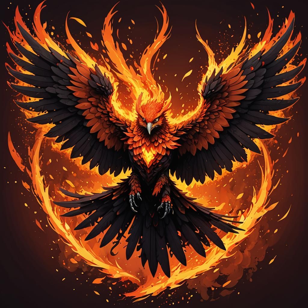 Dramatic Pixel Art Phoenix with Fiery Aura