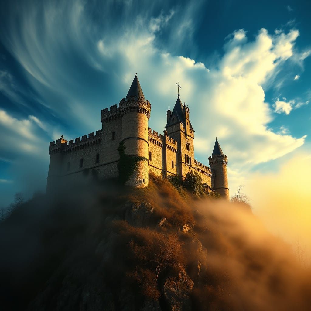Majestic Castle Amidst Turbulent Skies