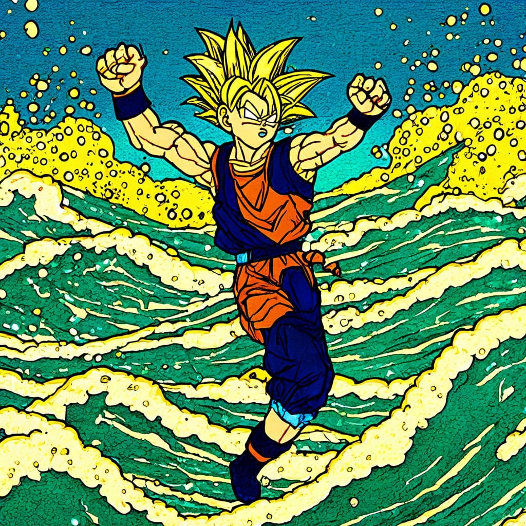 Dragon Ball Hero Gathers Energy on Sea with Lightning